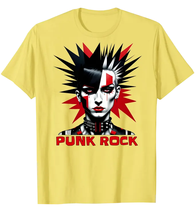 Punk Rock Girl on a yellow T-Shirt